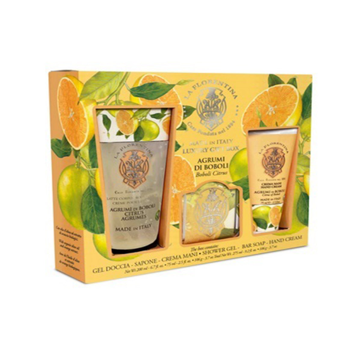 LA FLORENTINA Conj. Citrinos Gel de Banho 200ml + Creme de Mãos 75ml + Sabão 106gr