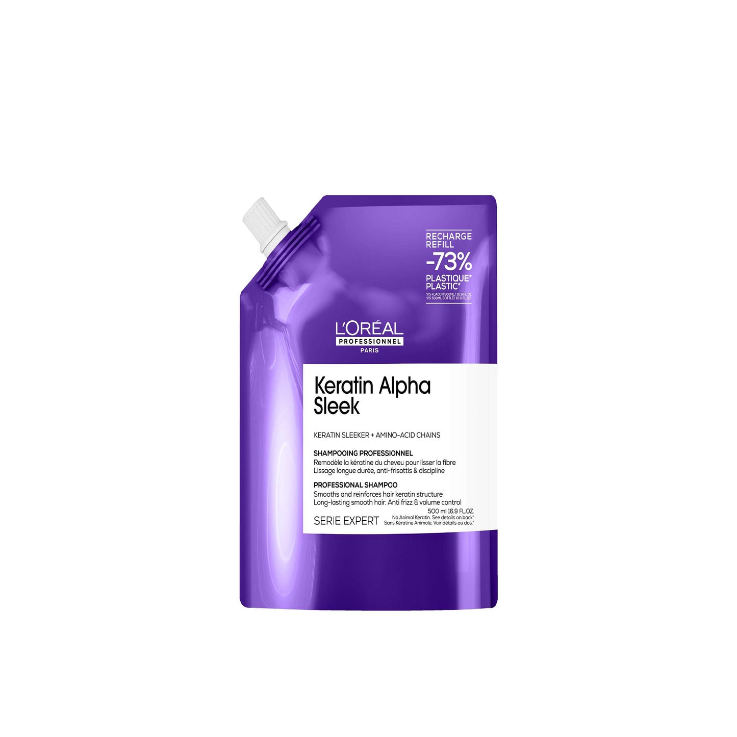 L`OREAL KERATIN ALPHA SLEEK SHAMPOO refil 500ML