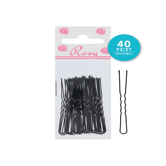 ROSY GANCHOS CABELO INVISÍVEIS PRETO 6 CM 40 UNIDADES